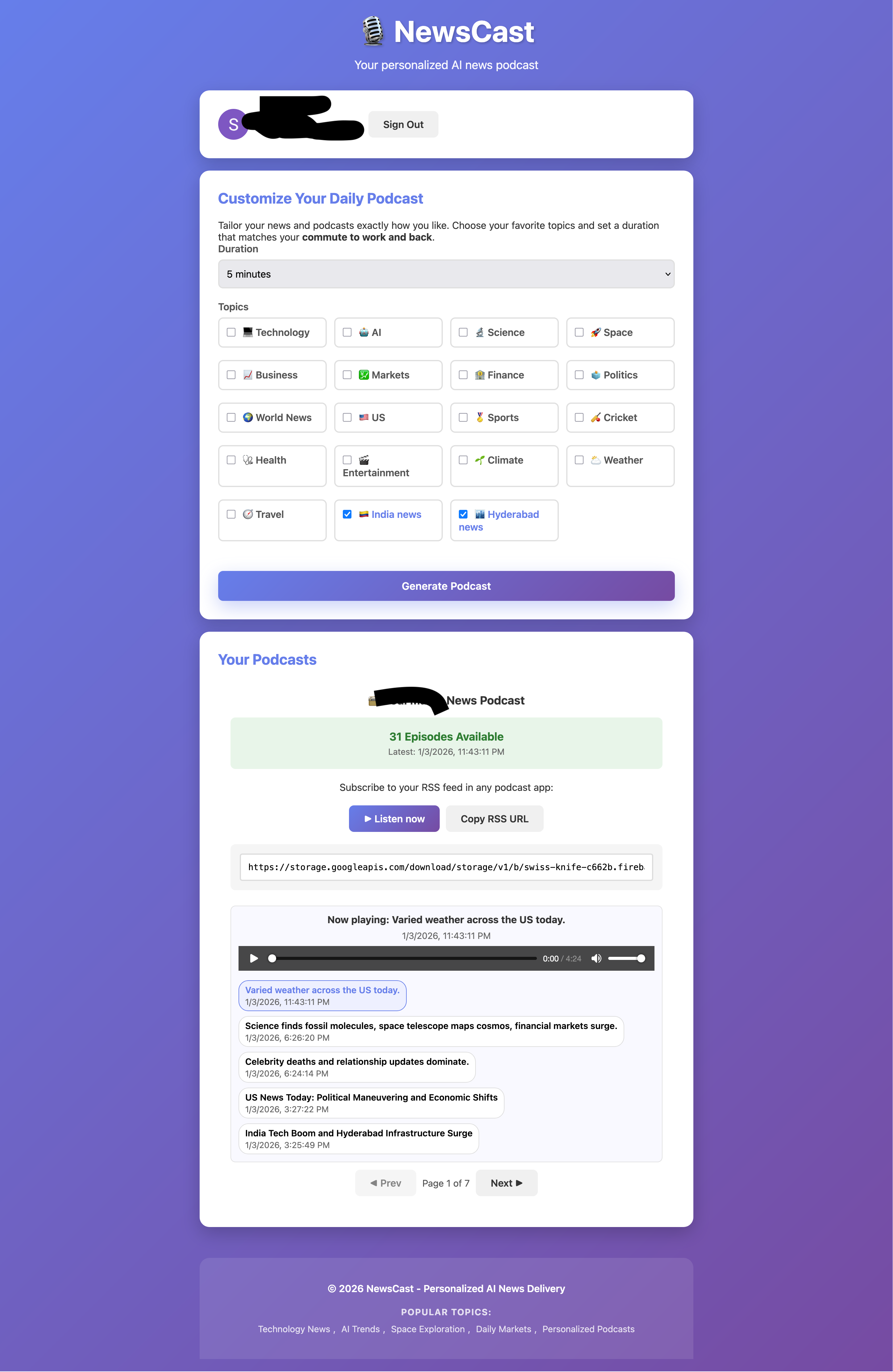 News Podcast App Interface